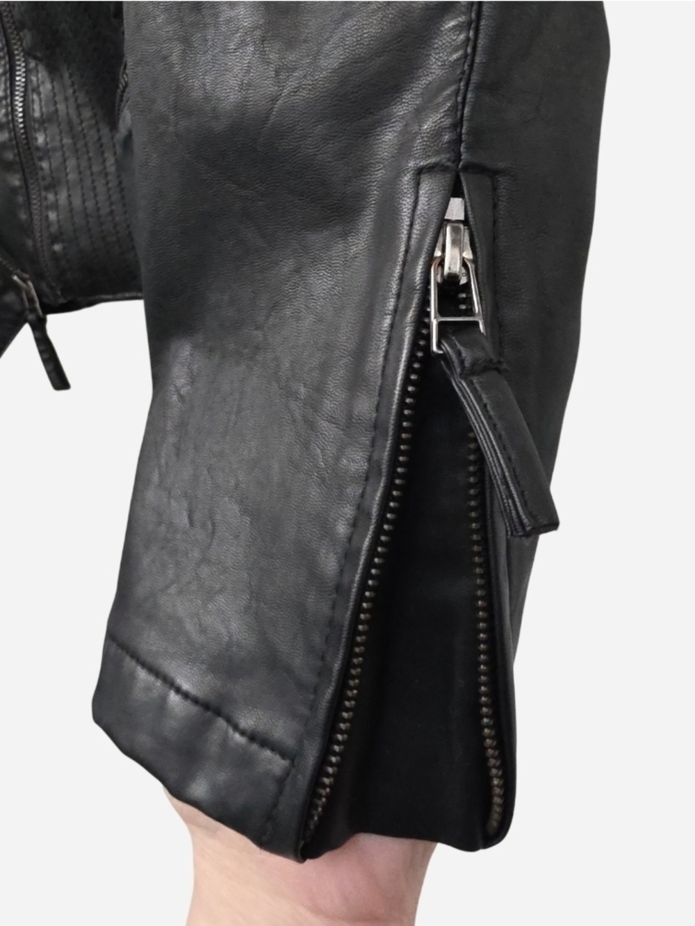 Blank NYC Black Faux Vegan Leather Moto Zip Jacket, L/XL - Picture 9 of 14
